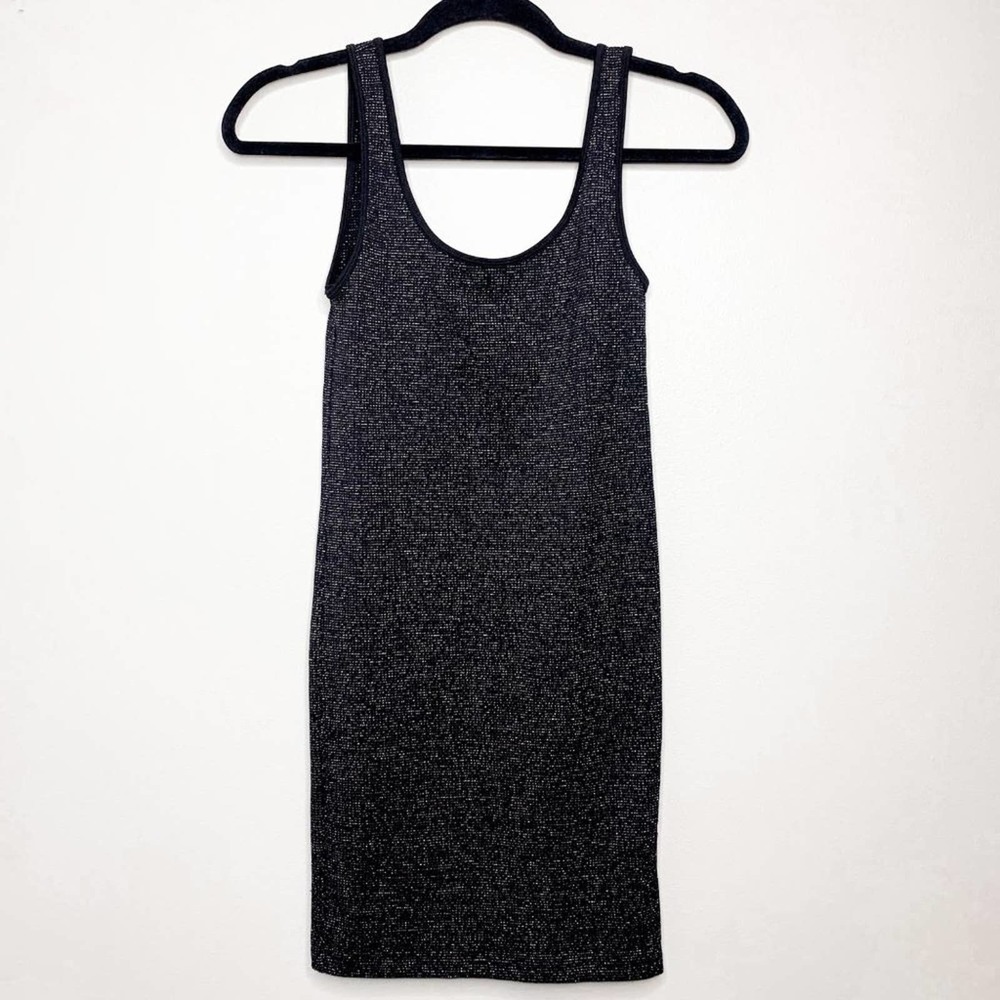 Zara Metallic Black Sheer Mini Dress, Size Small
